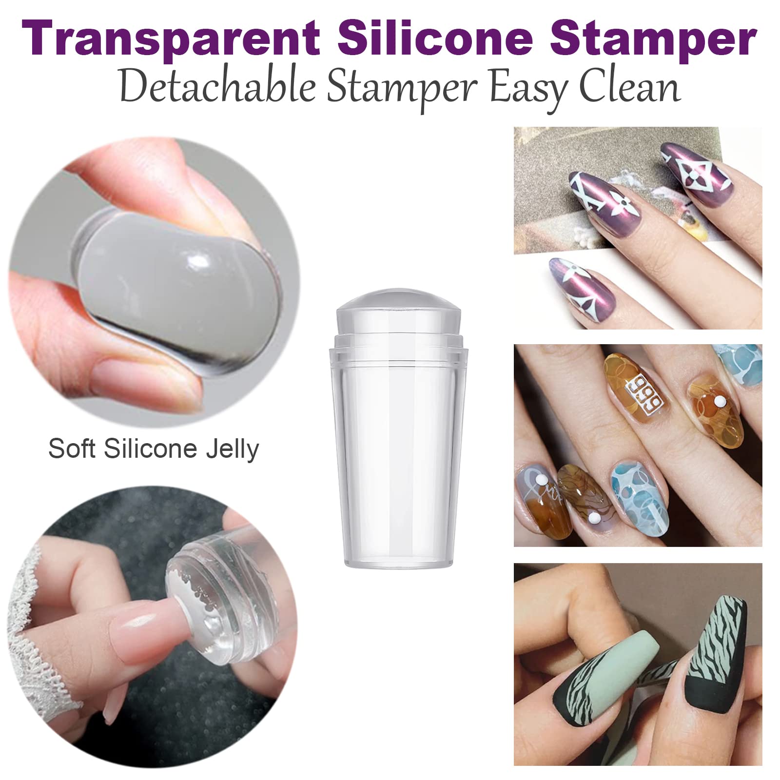 Clear jelly silicone nail stamper for French tips