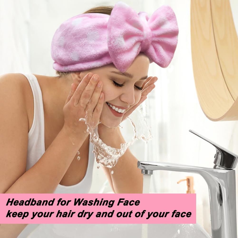 Elastic makeup headband with bowknot for face washing