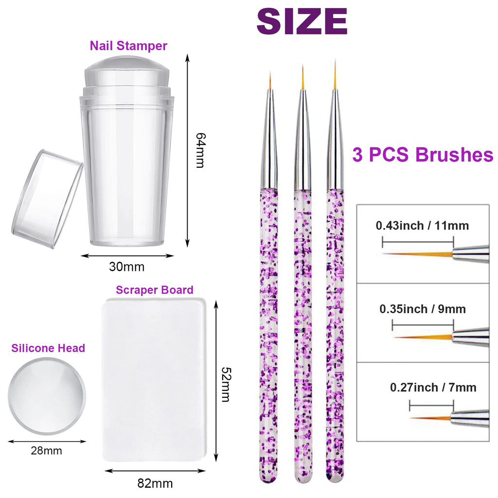 Complete nail art stamping and brush kit set