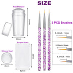 Complete nail art stamping and brush kit set