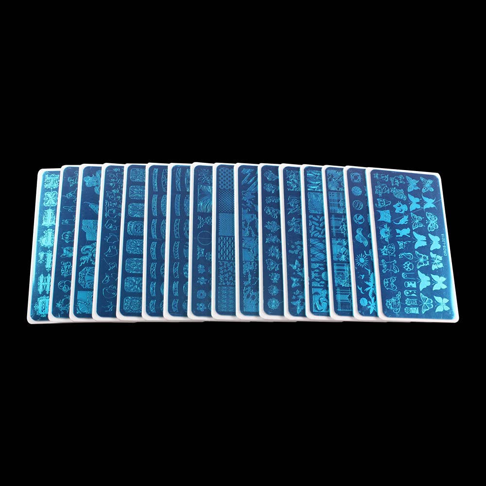 Demonstration of 12 by 6 centimeter nail art plate inside plastic holder