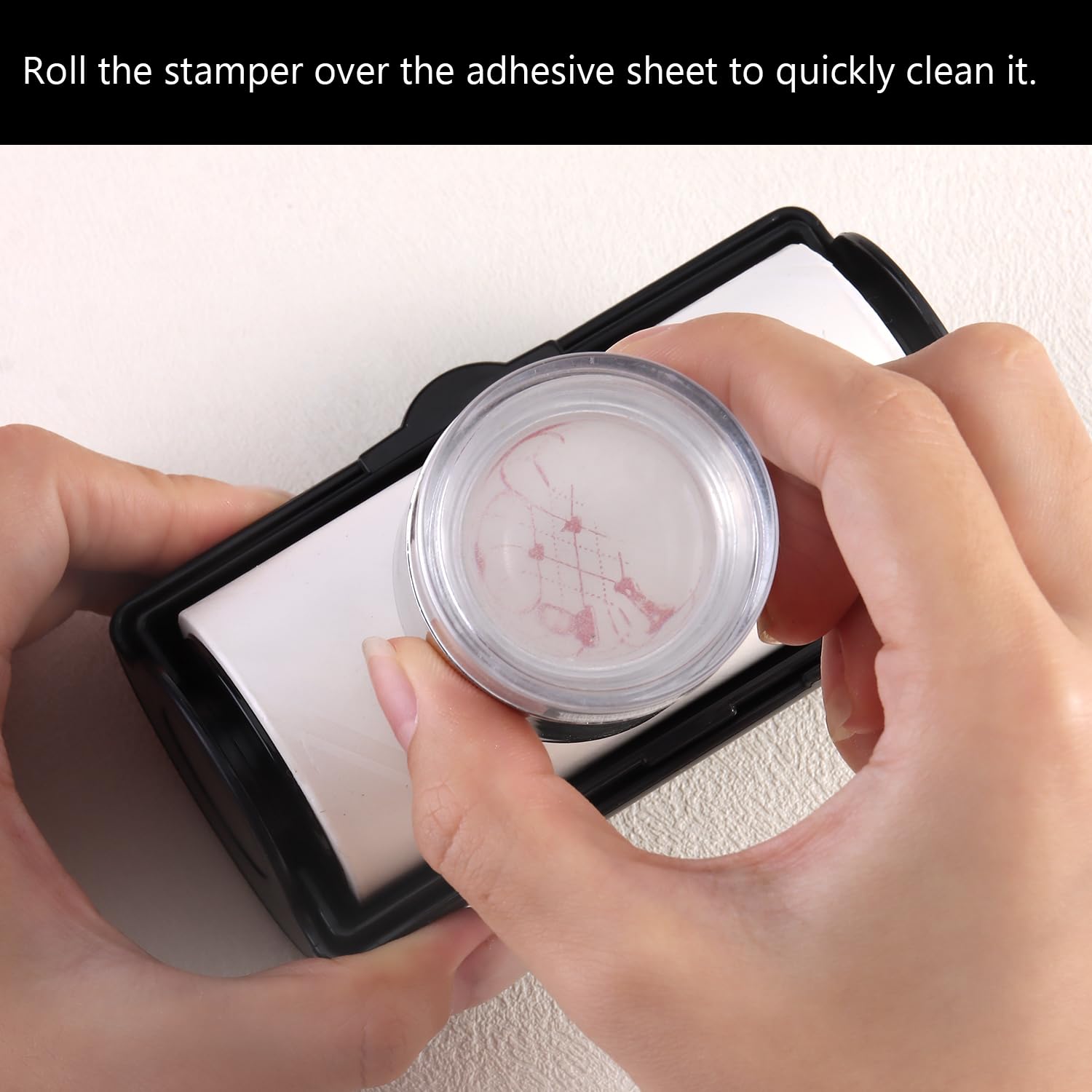 Close up of adhesive paper roll for cleaning nail art stampers