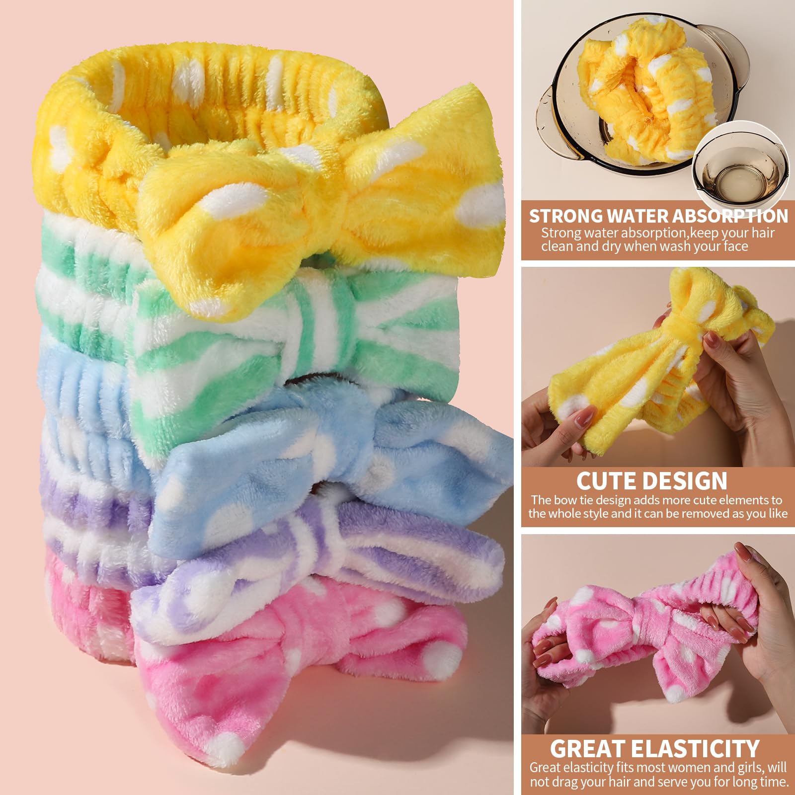 Teenitor elastic bow headband worn for washing face