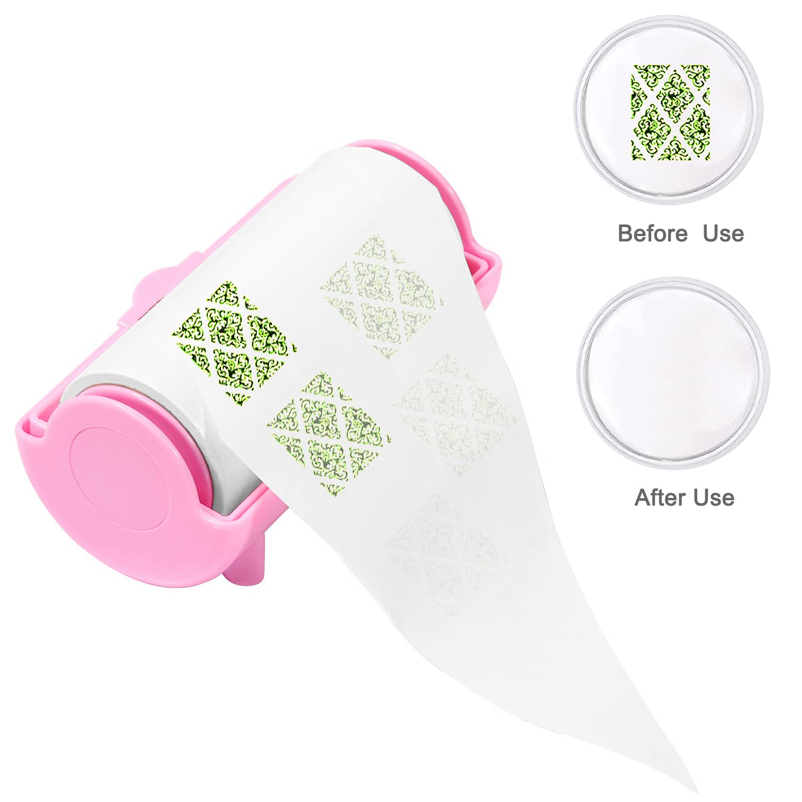 Close up of Fuaty nail stamper cleaning roller adhesive sheets