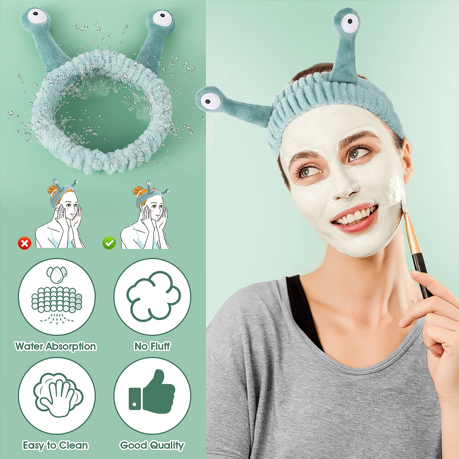 Elastic spa headband for makeup application and face washing