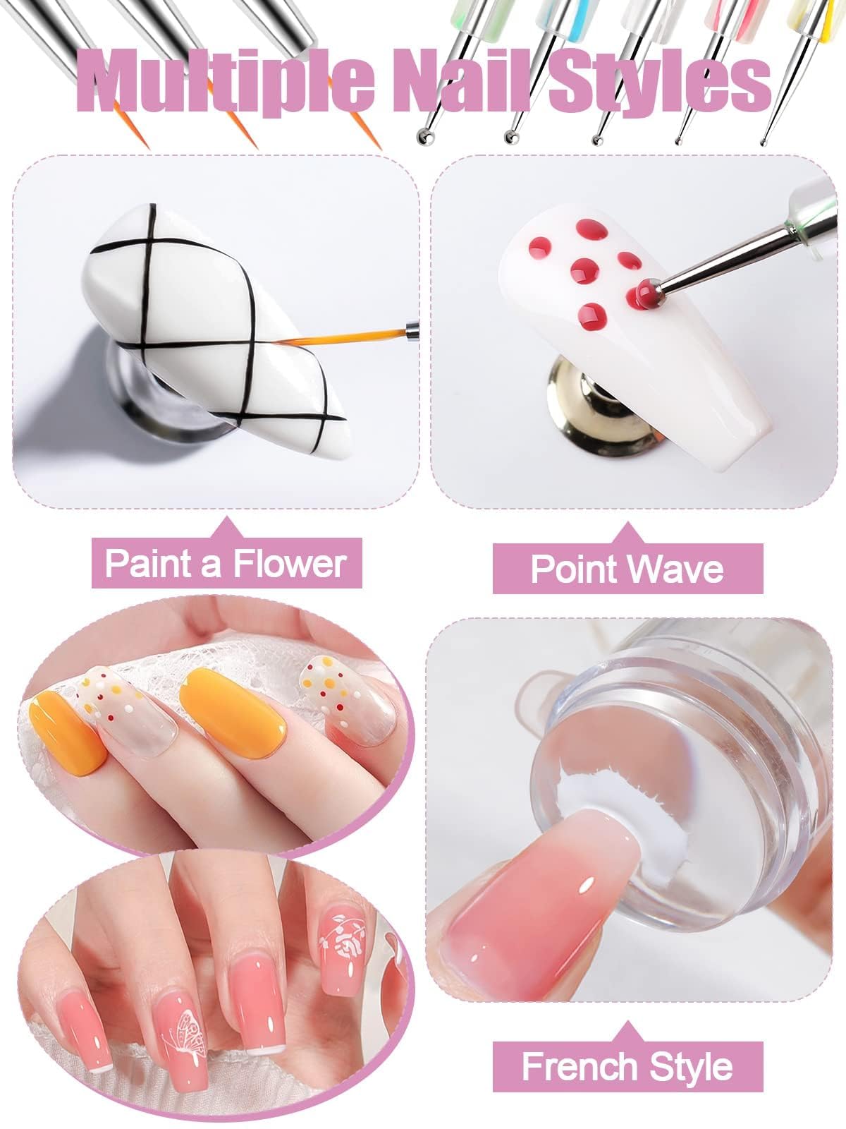 Close up of clear jelly nail stamper for French tip designs