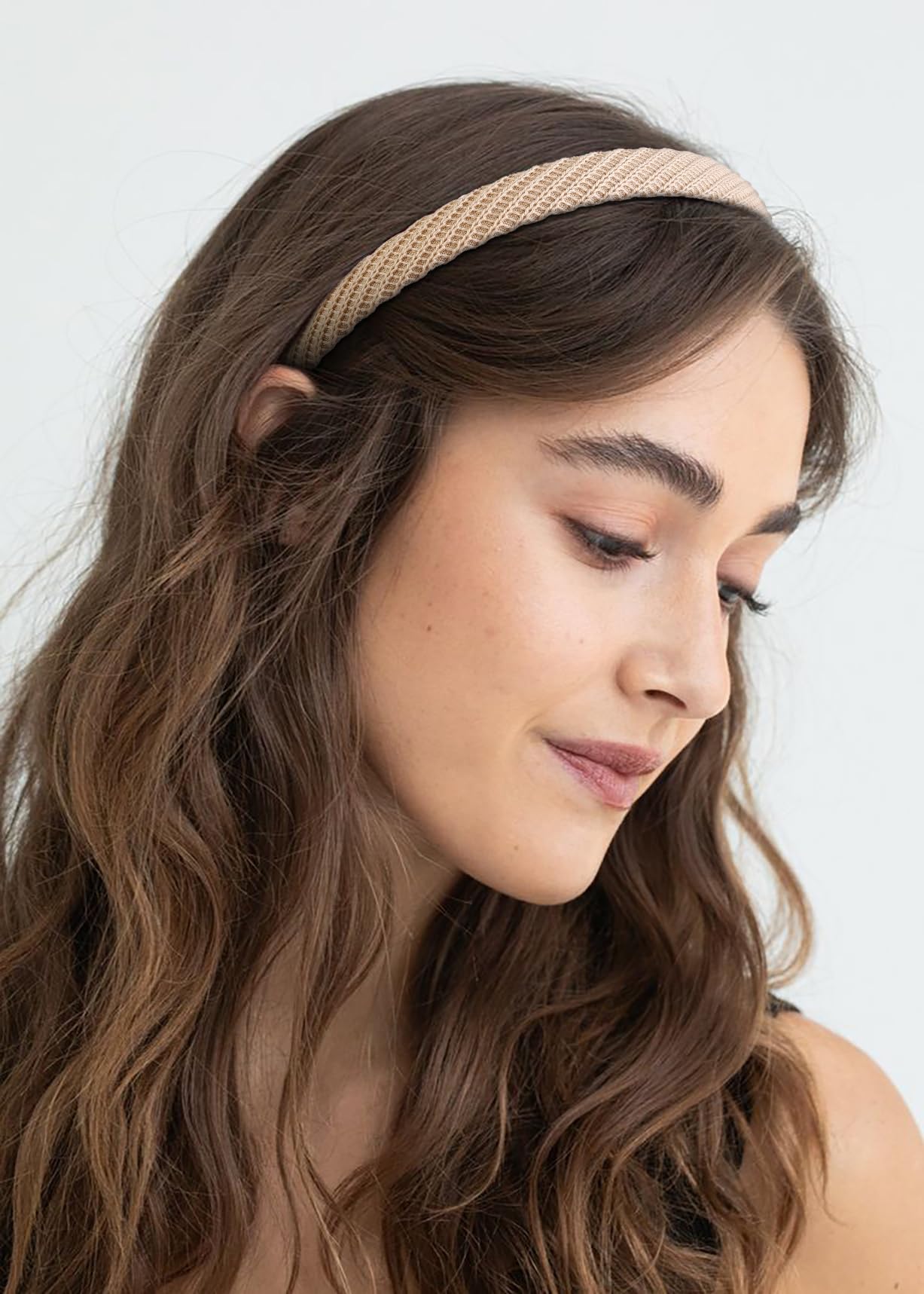 Aibfrid knitted headband brown fabric view