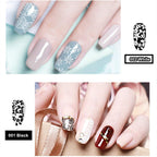 Close up of LiBiuty black and white stamping gel labels