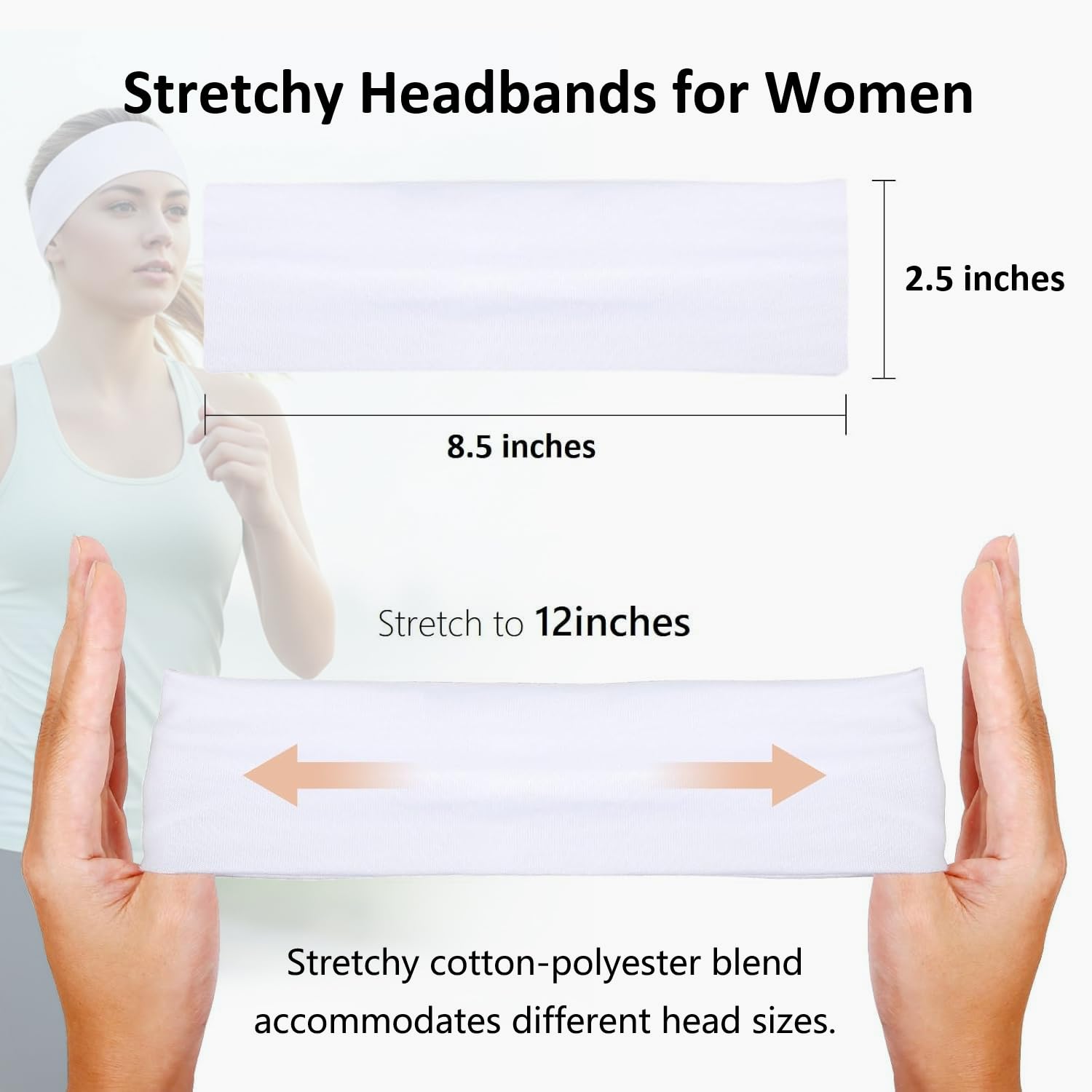 Woman wearing Huachi black and white workout headband
