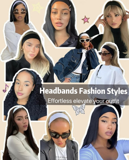 Full set of 16 Huachi hair bands black white gray