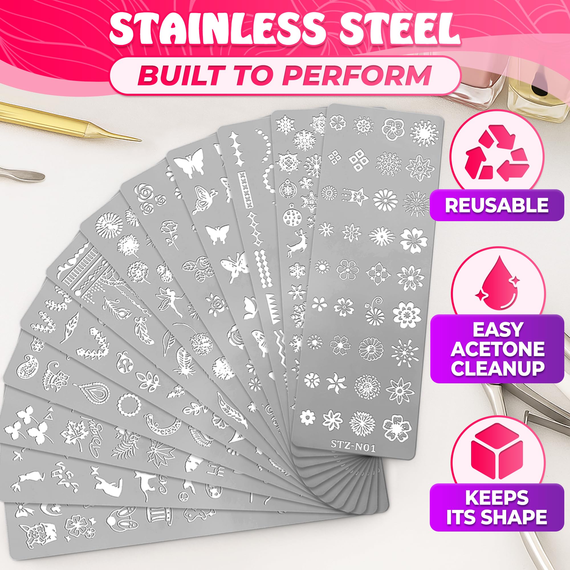Tesorrio nail stamping plate set for professional salon manicures