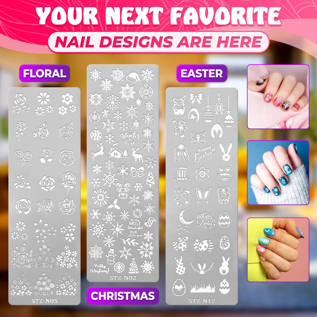High quality stainless steel nail stamping stencil collection