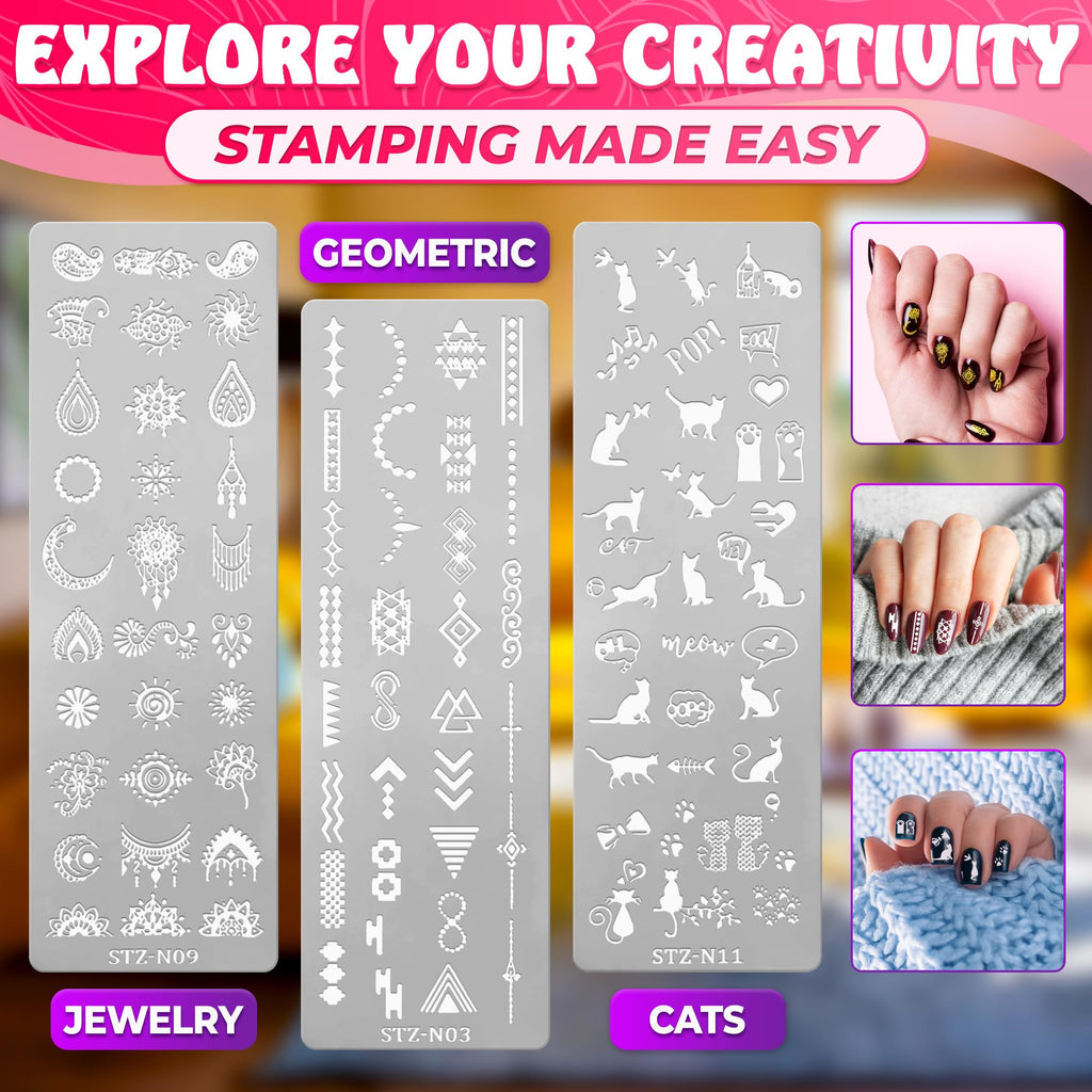 Holiday themed nail art stamping plates for women and girls