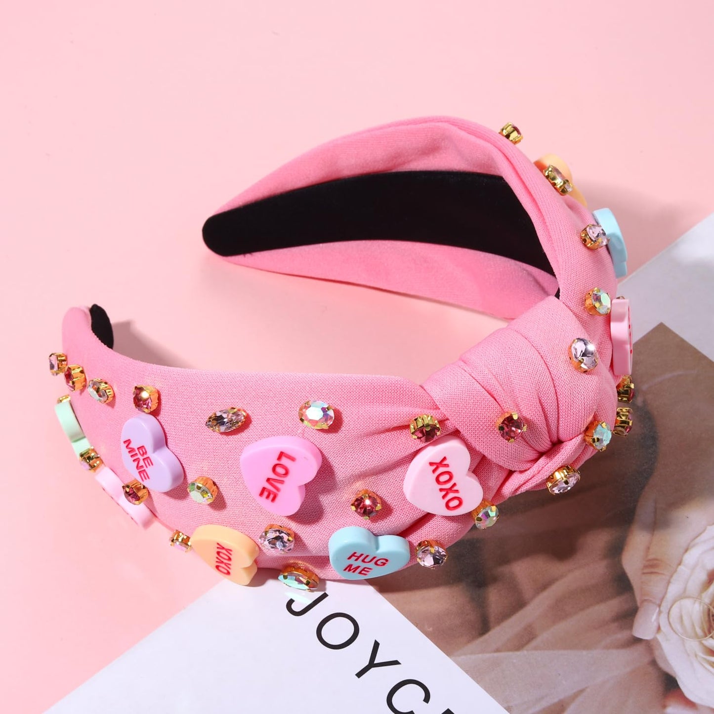 Fashionable pink rhinestone headband for women
