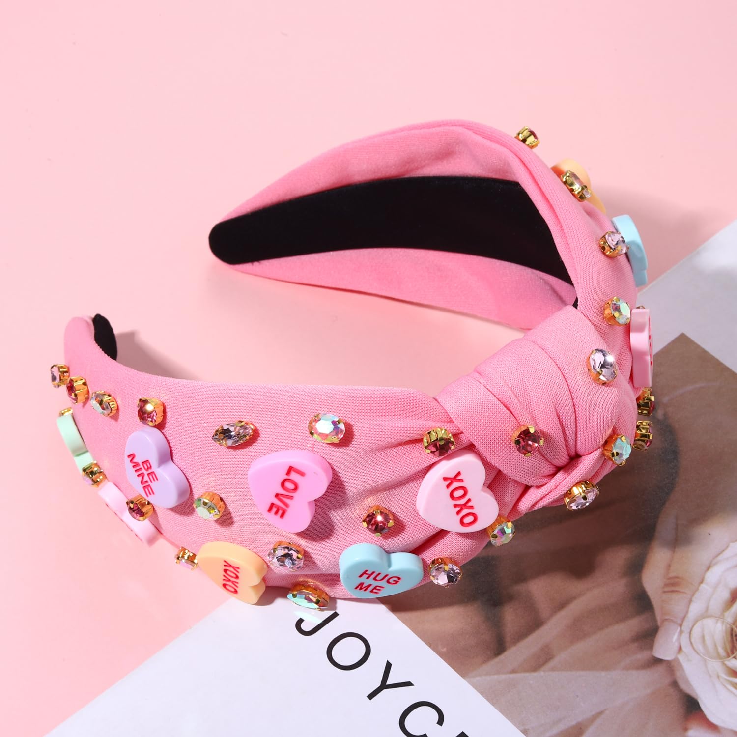 Fashionable pink rhinestone headband for women