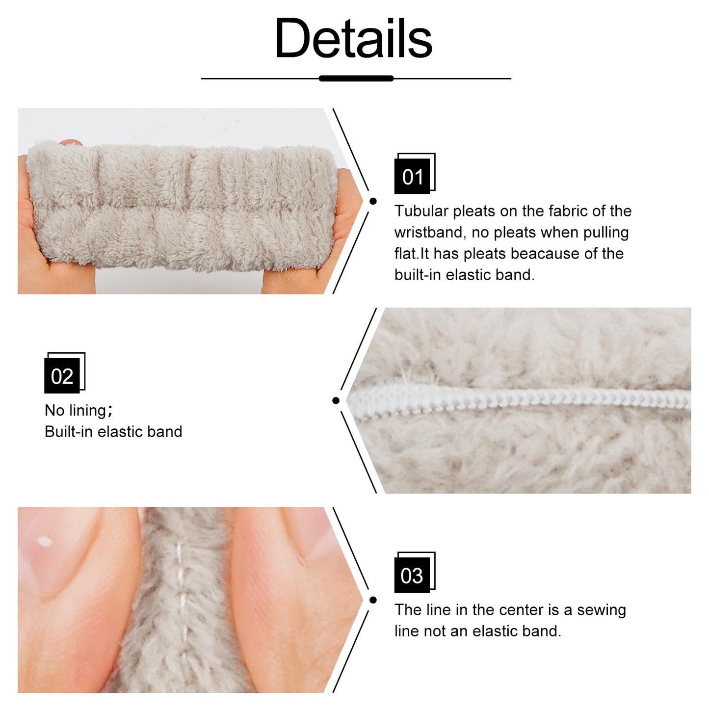 Detailed texture of YXBZKGDCNG soft plush spa headband