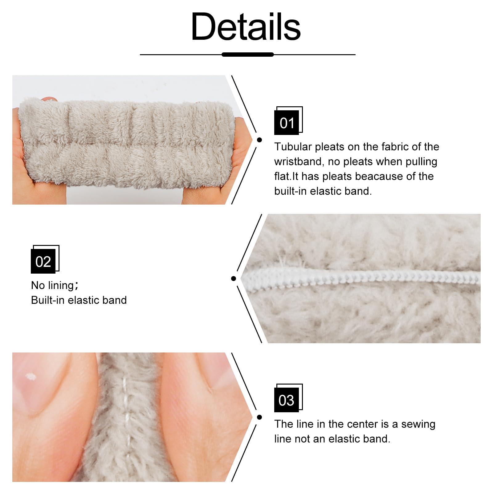 Detailed texture of YXBZKGDCNG soft plush spa headband