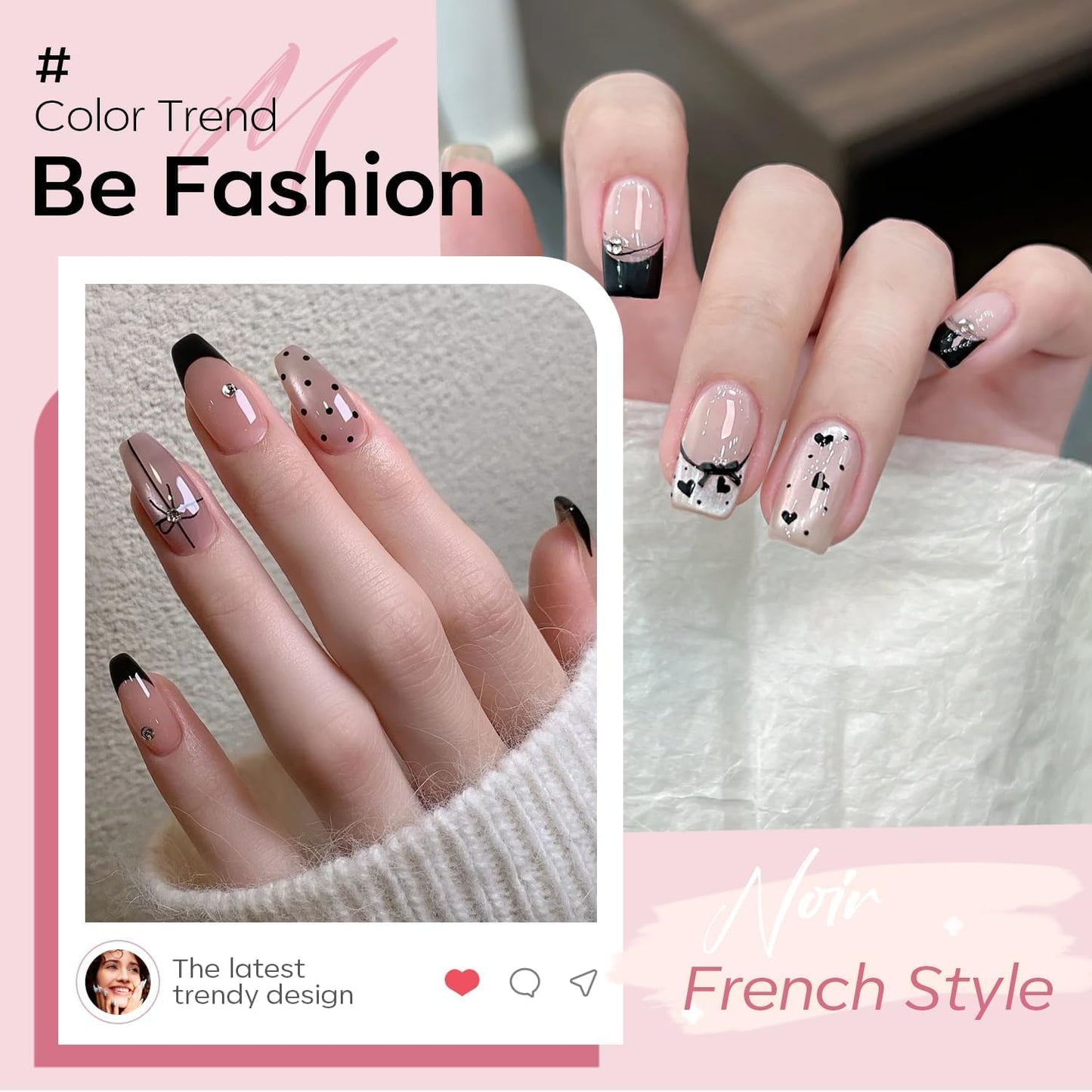 Modelones 15ml milky pink and black gel polish bottles