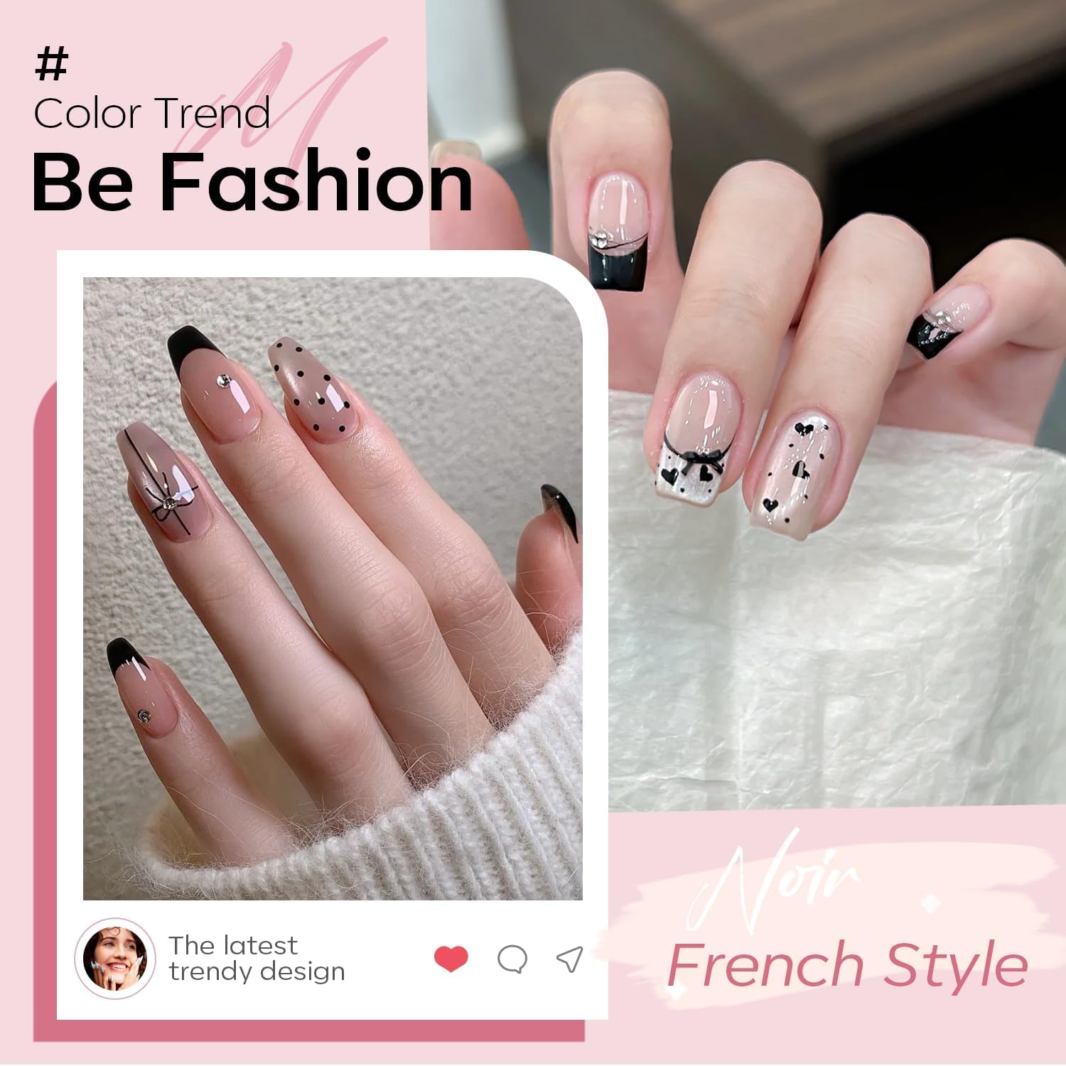 Modelones 15ml milky pink and black gel polish bottles