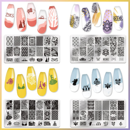 Biutee nail art kit with lace and floral pattern plates