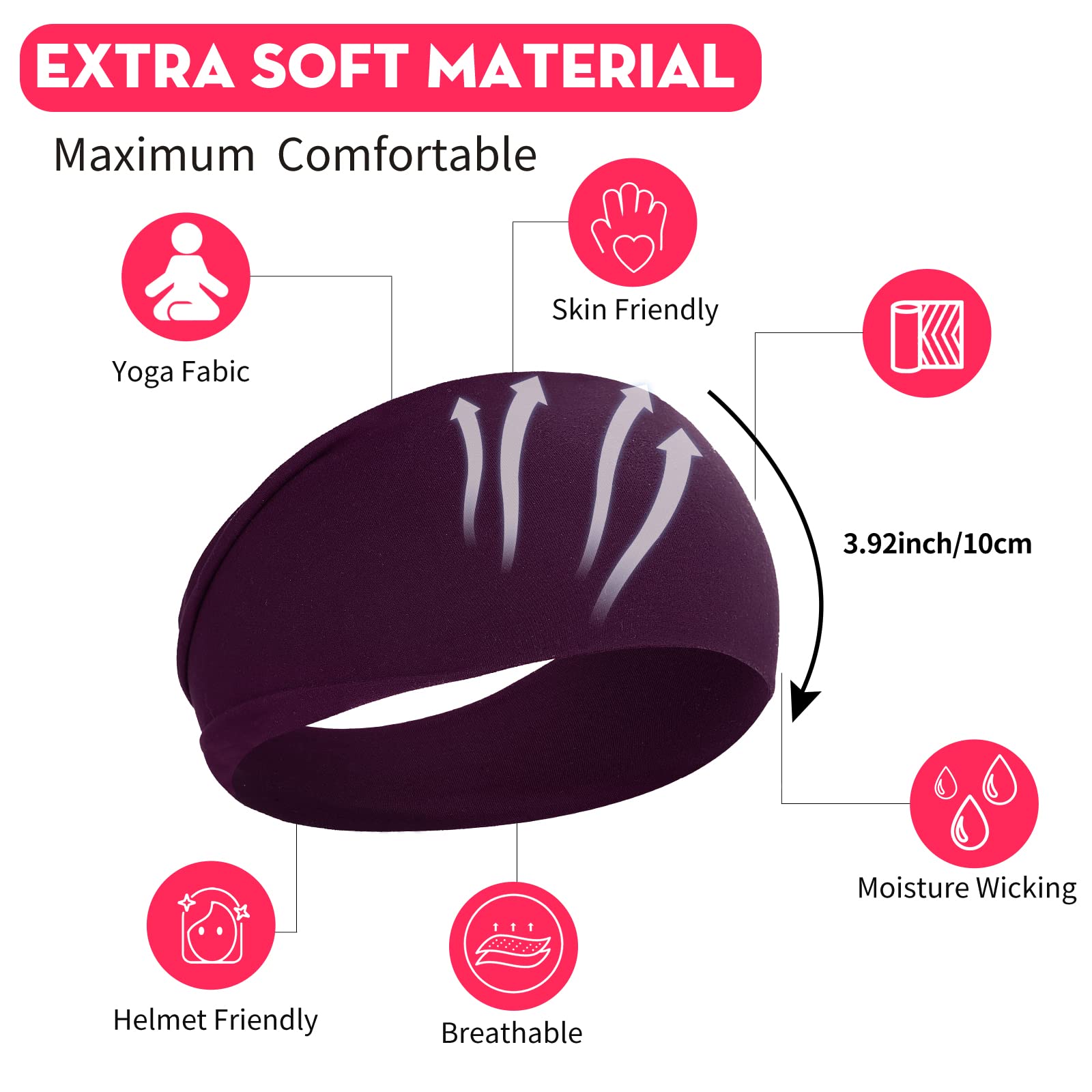 Ritoper moisture wicking running headband fabric detail