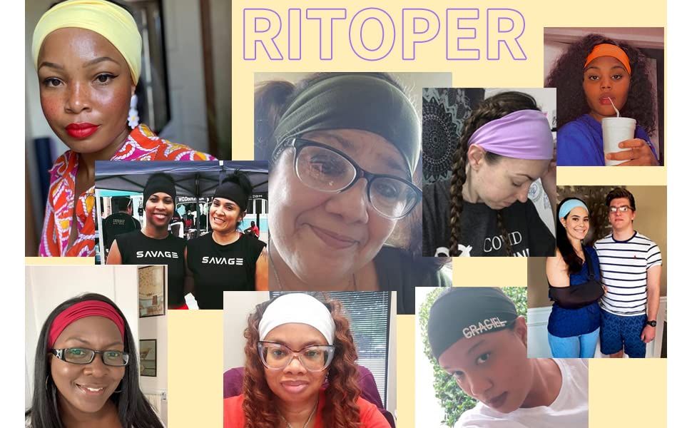 Ritoper wide hair wrap for athletic and casual use