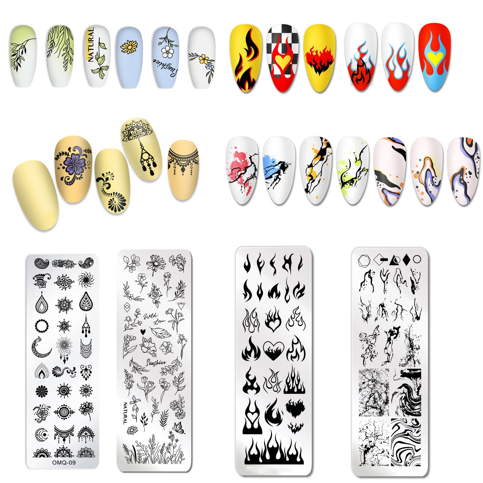 AddFavor nail art stamping plates with floral designs