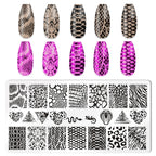 Close up of leopard and snake skin nail design templates