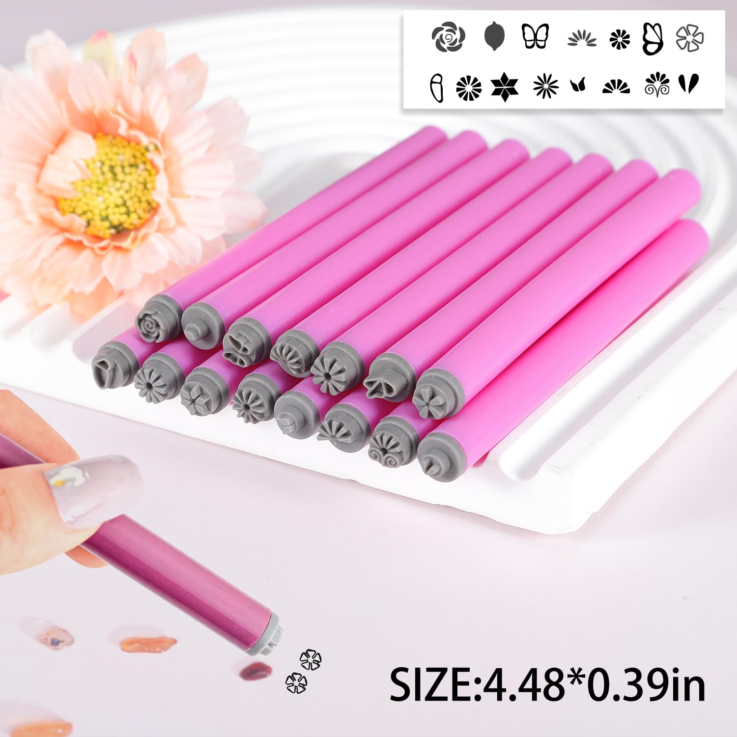 Close up of silicone nail stamper pen heads