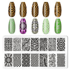 Top down view of 5 piece nail stamping plate collection