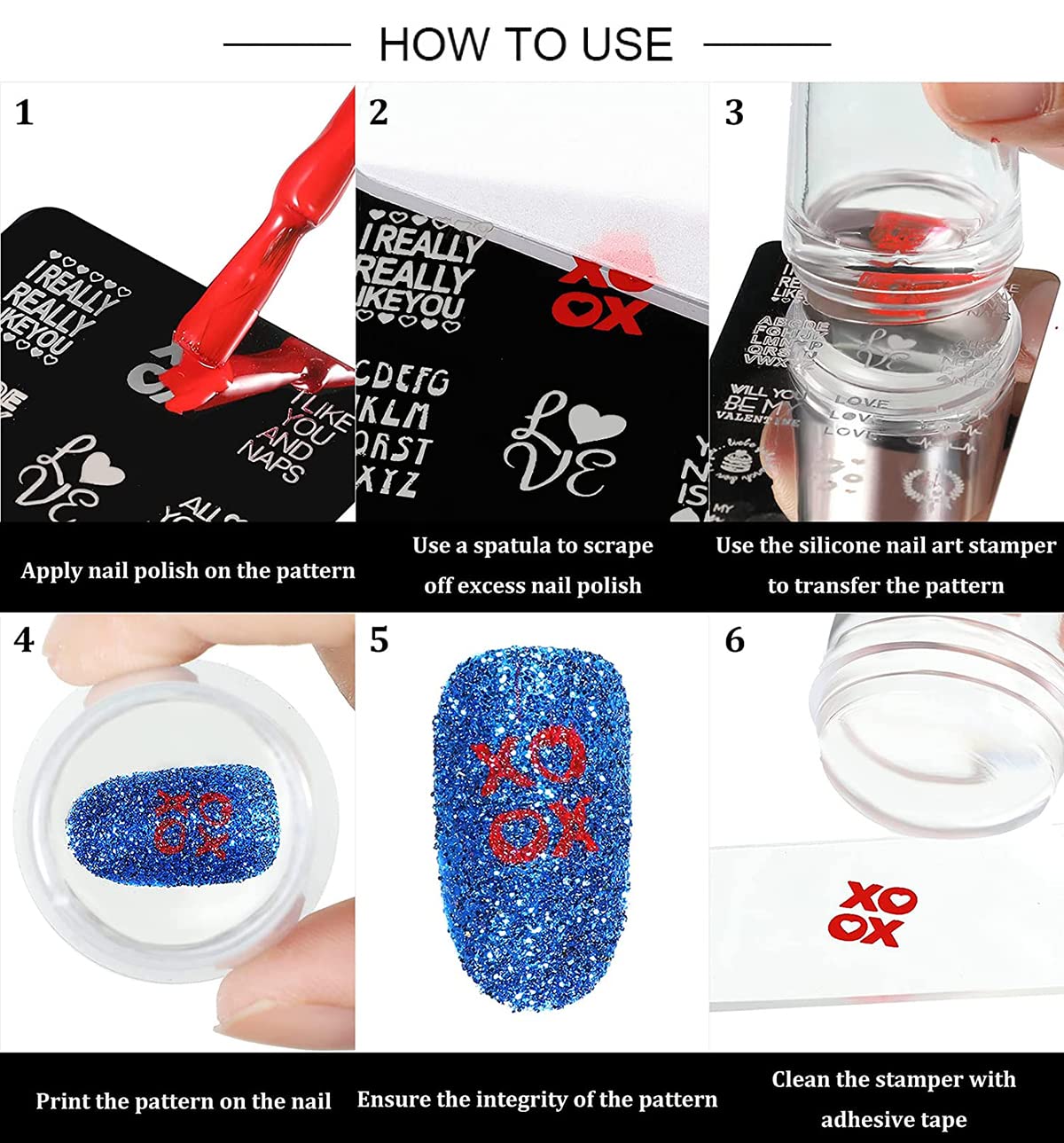 Instructions for using nail art stamping plates and tools