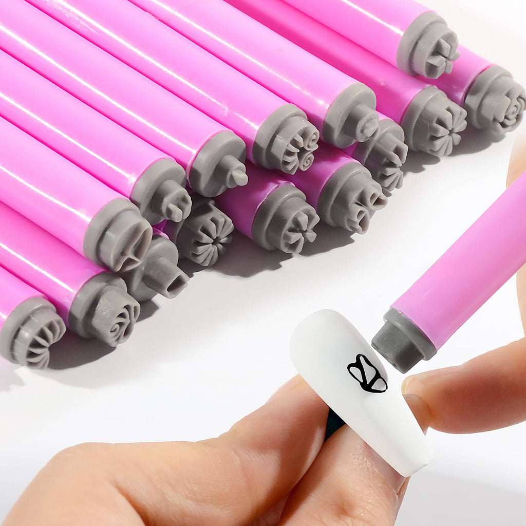Detailed view of rose pattern nail art transfer tool