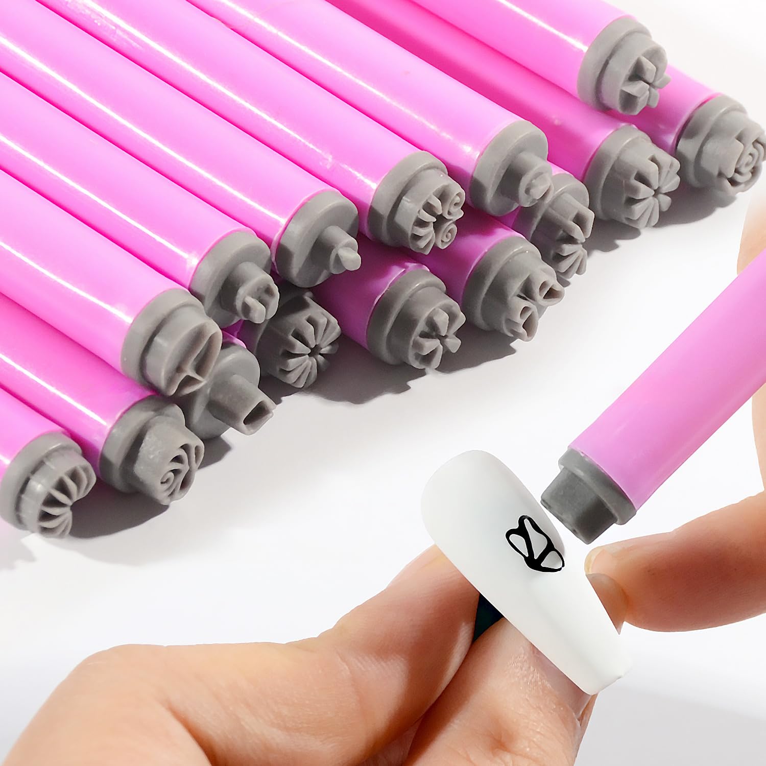 Detailed view of rose pattern nail art transfer tool