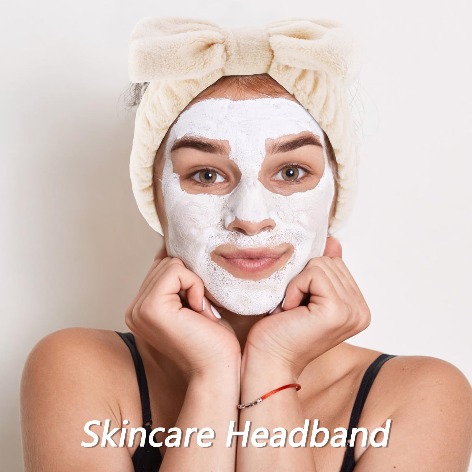 Soft bow tie spa headband for makeup application