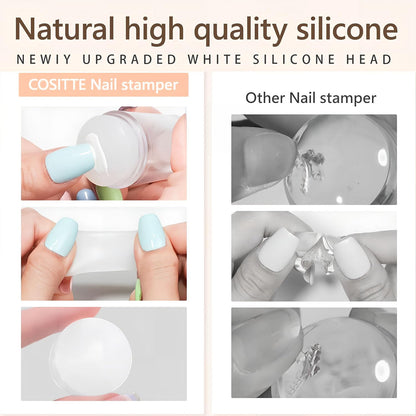 Clear silicone jelly stamper head for precise French tips