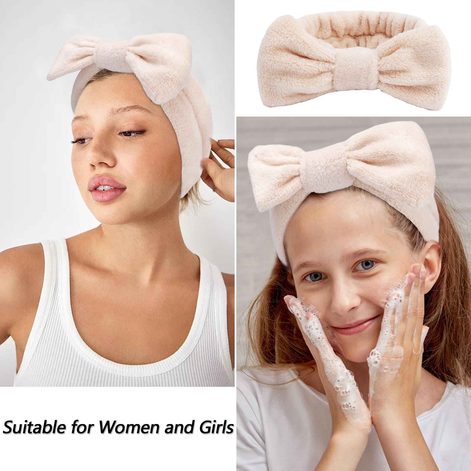Spa headband and wristband set for facial cleaning