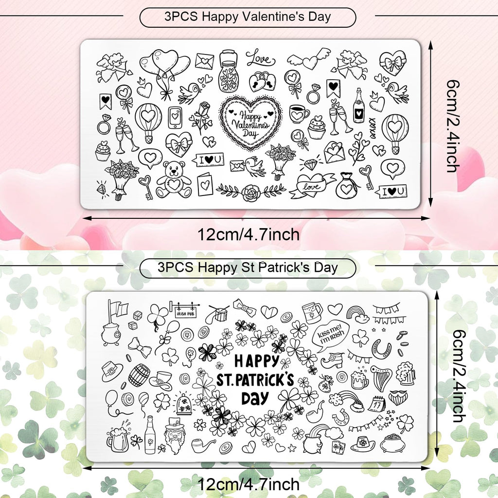 Whaline nail stamping plates with Valentine heart designs
