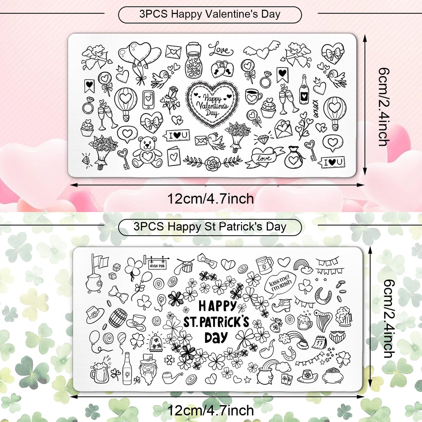 Whaline nail stamping plates with Valentine heart designs