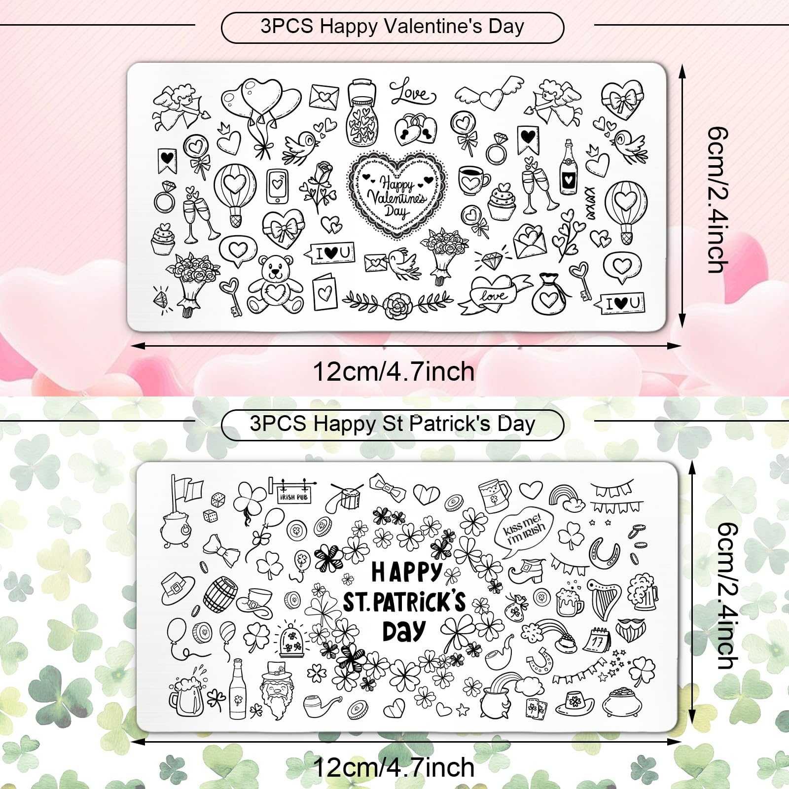 Whaline nail stamping plates with Valentine heart designs
