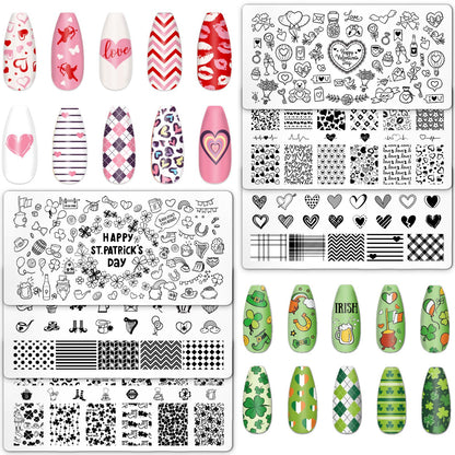 Whaline nail stamping templates with St. Patricks Day shamrocks