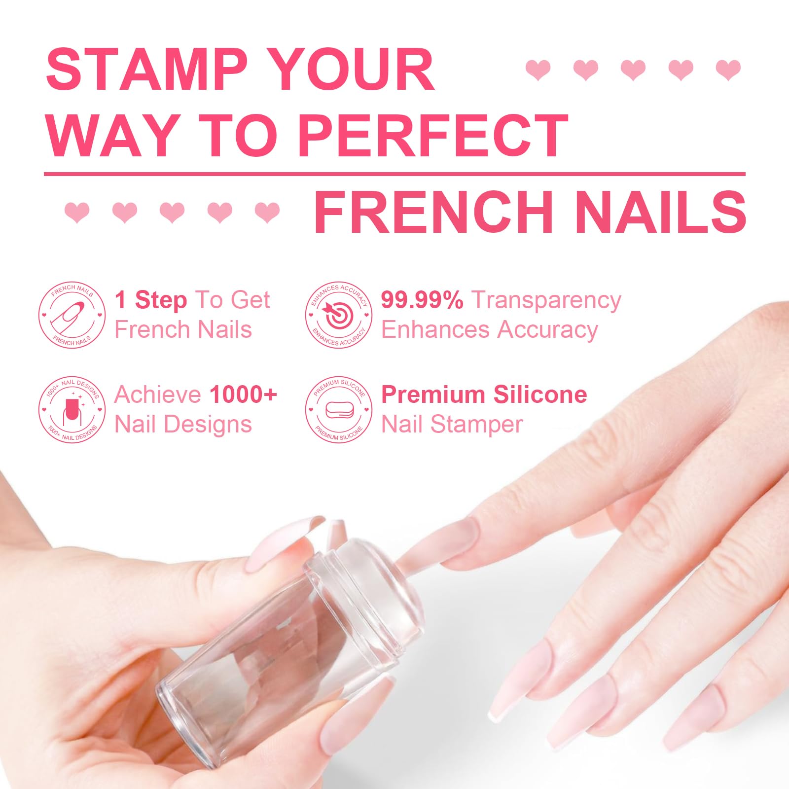 Close up of clear silicone nail art stamper