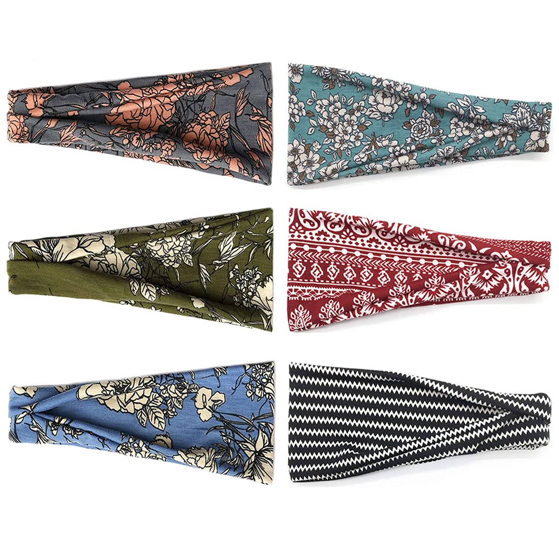 Woman wearing YONUF wide boho headband for yoga workout