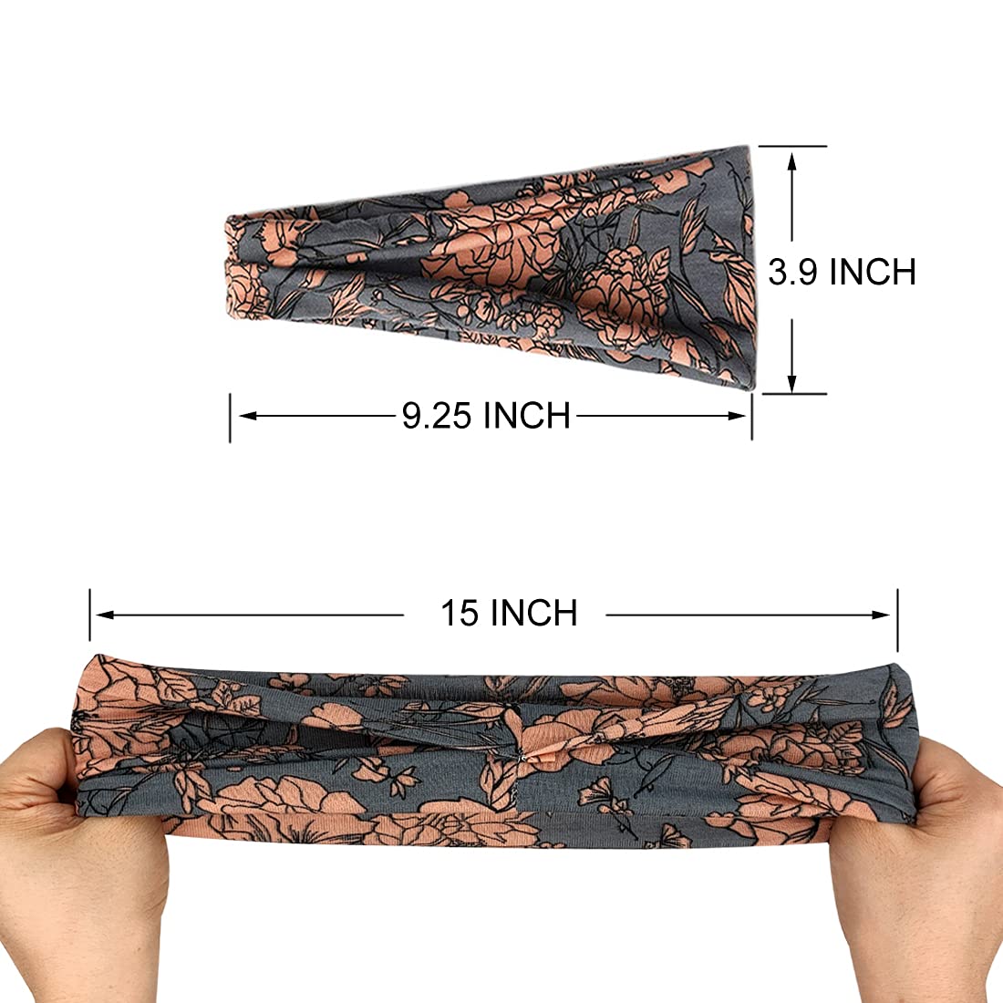 Close up of YONUF elastic floral hair bands texture