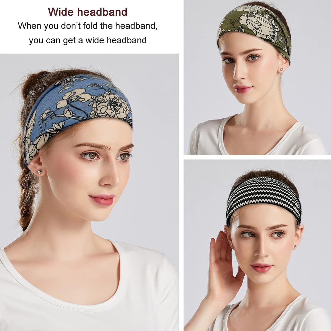 YONUF soft fabric headband demonstrating stretchability and fit