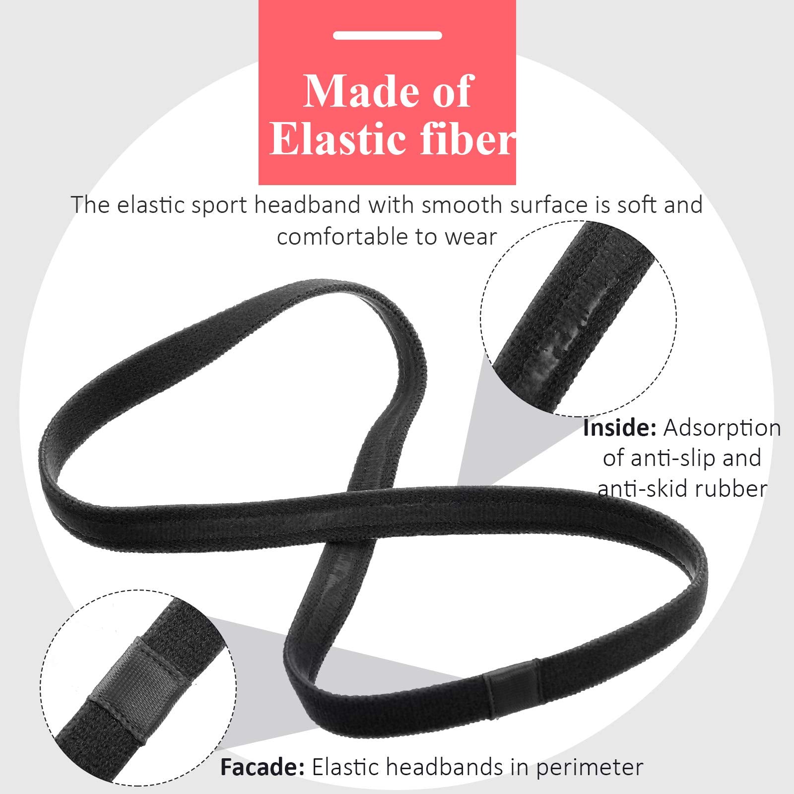Unisex sports headbands showing elasticity and stretch