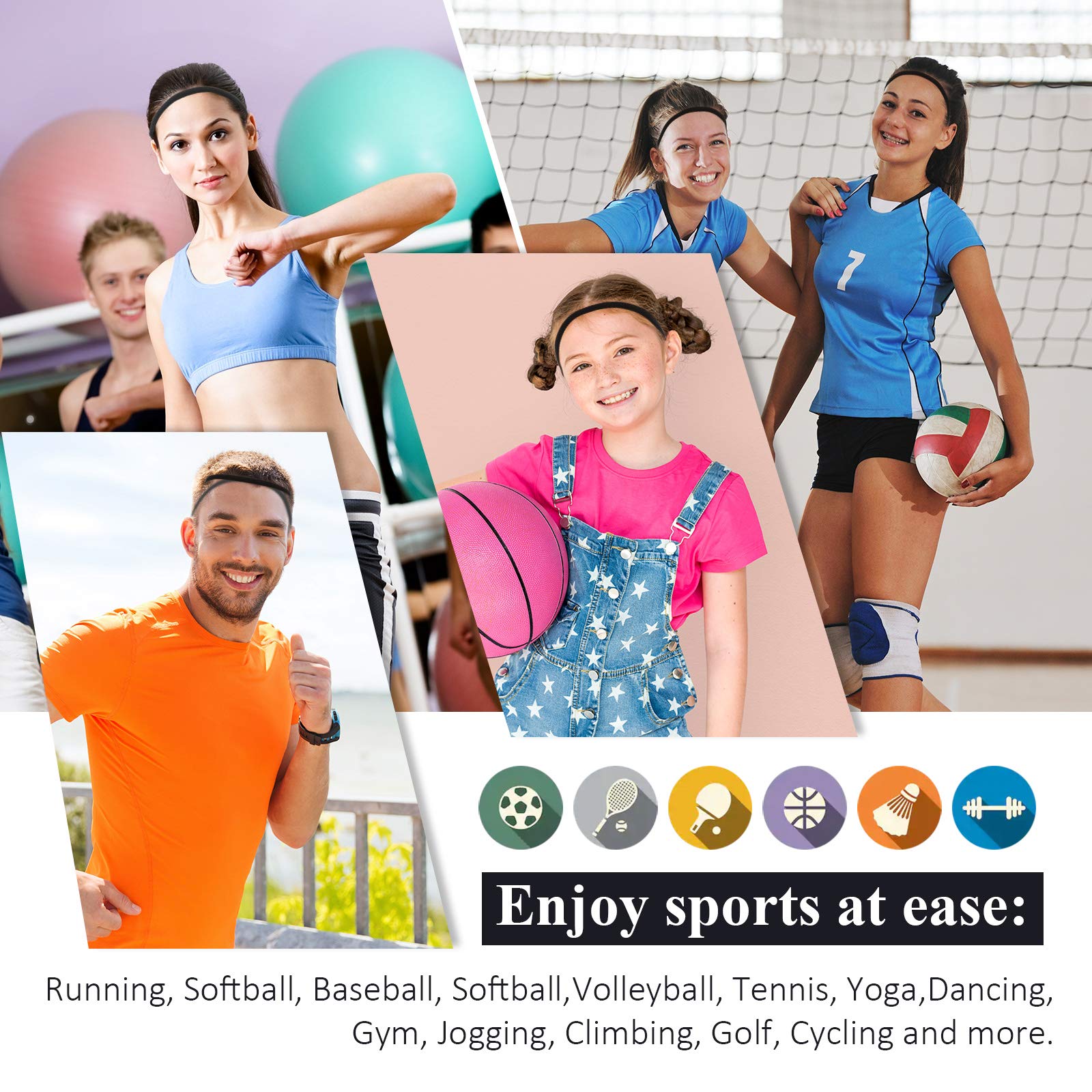 Four piece set of elastic workout headbands in packaging