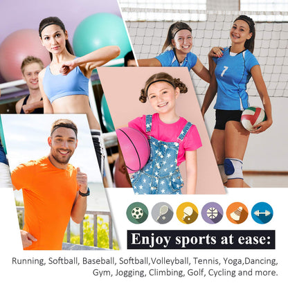 Four piece set of elastic workout headbands in packaging