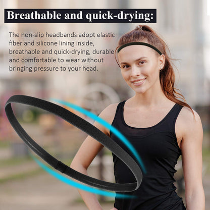 Model wearing Bememo thick elastic headband for running