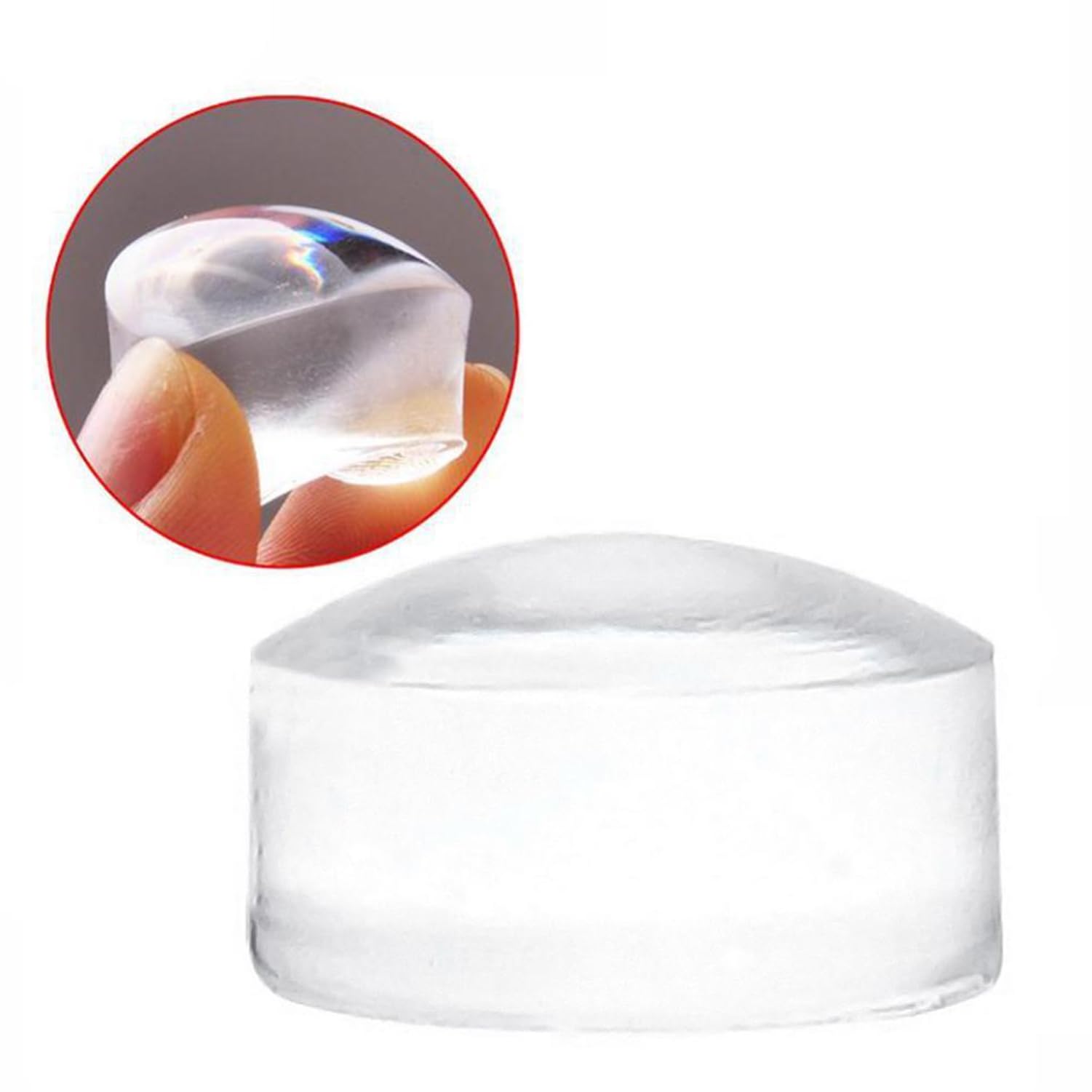 Close up of transparent silicone jelly nail stamper heads