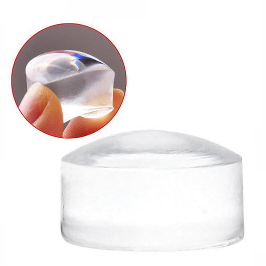 Close up of transparent silicone jelly nail stamper heads